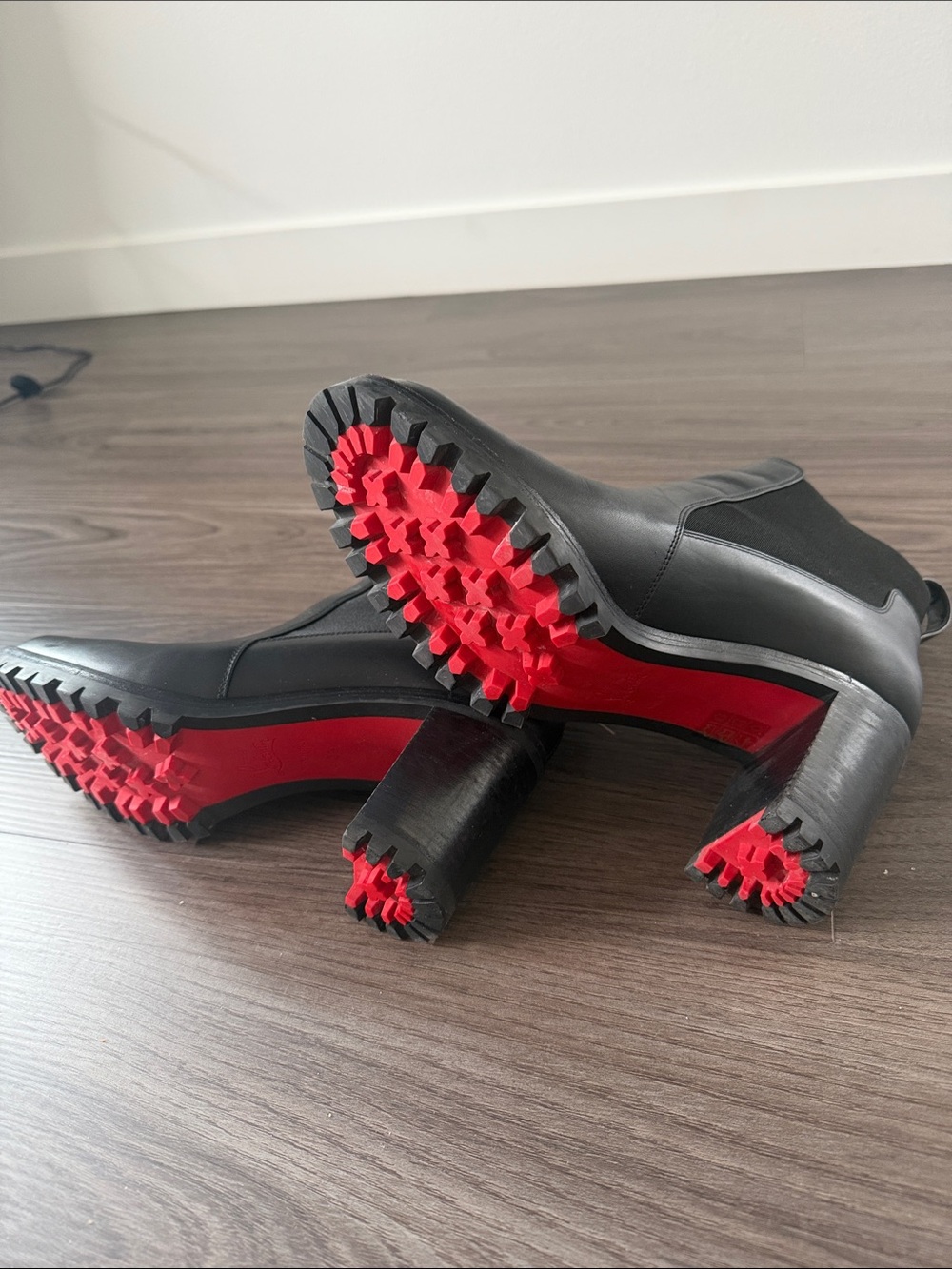 Christian Louboutin Black Leather Chelsea Ankle Boots - Picture 3 of 3